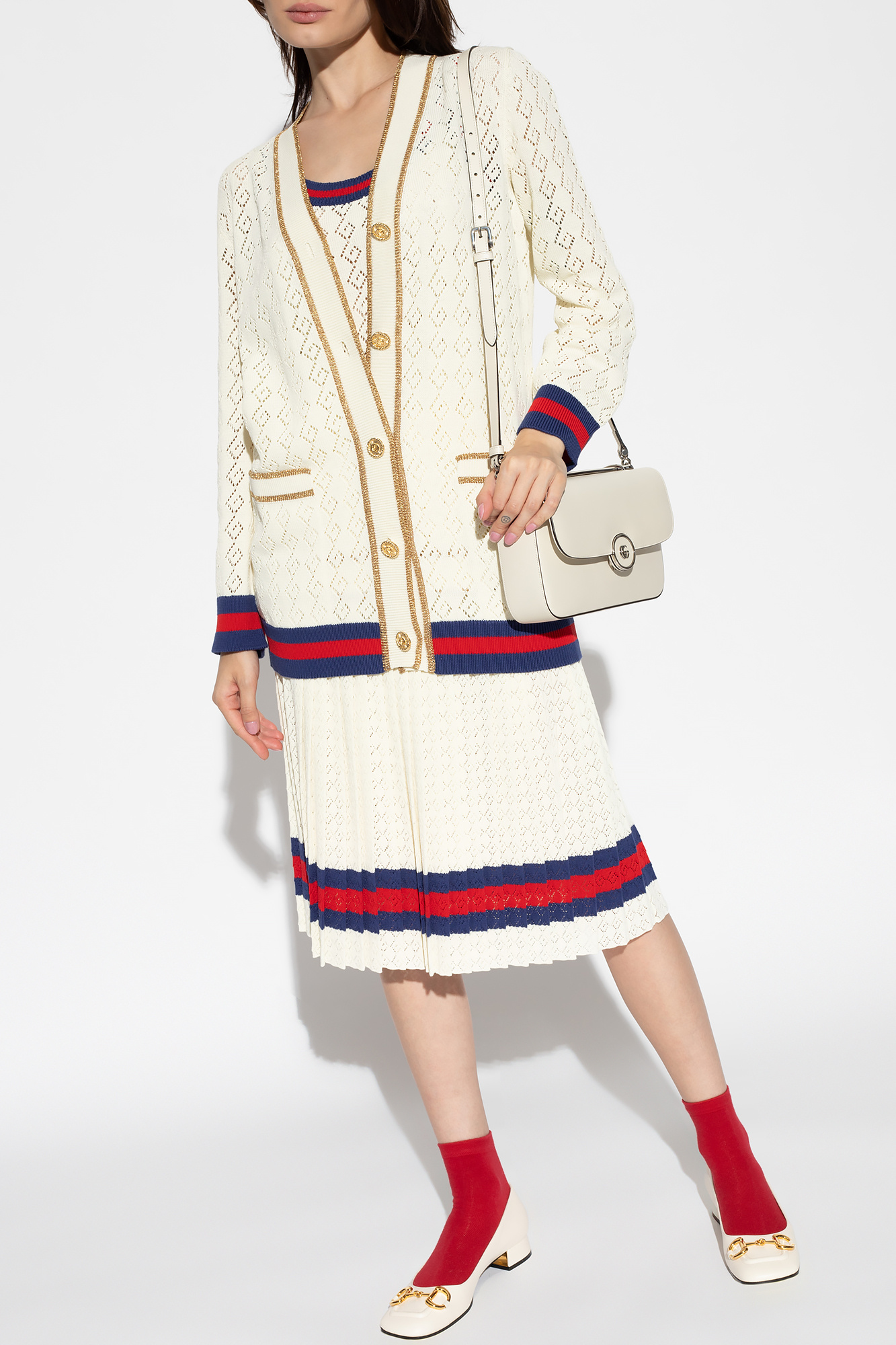 gucci kids xxv horse print t shirt item - Cream Openwork
